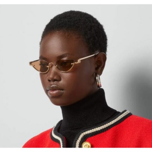NEW GUCCI SUNGLASSES GOLD WOMEN CAT EYE EYEWEAR GUCCI GG1603S 002 - Picture 4 of 13